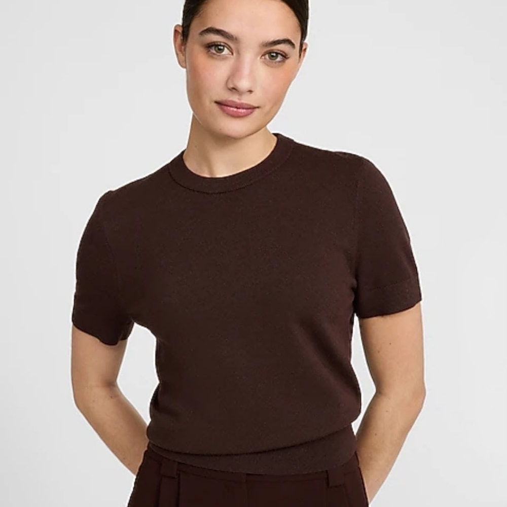 Express Women's Airy Soft Skimming Short Sleeve Sweater Black Size XS